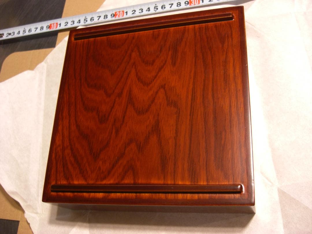 ◆重箱　木製6.5寸二段重 木地呂塗りに秋草