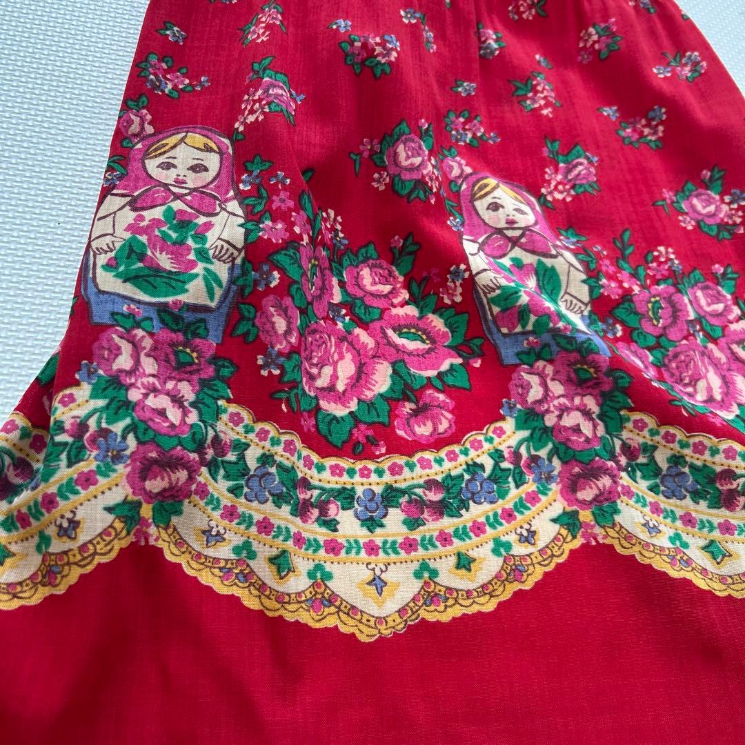 ジェーンマープル　エプロン　マトリョーシカ　赤　レア品