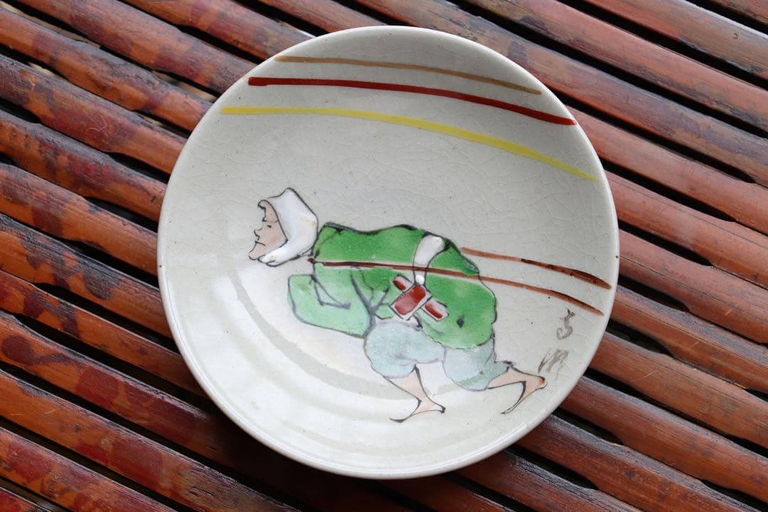 陶芸　清水焼　京都名所絵皿　８枚　木箱付　11.8cm