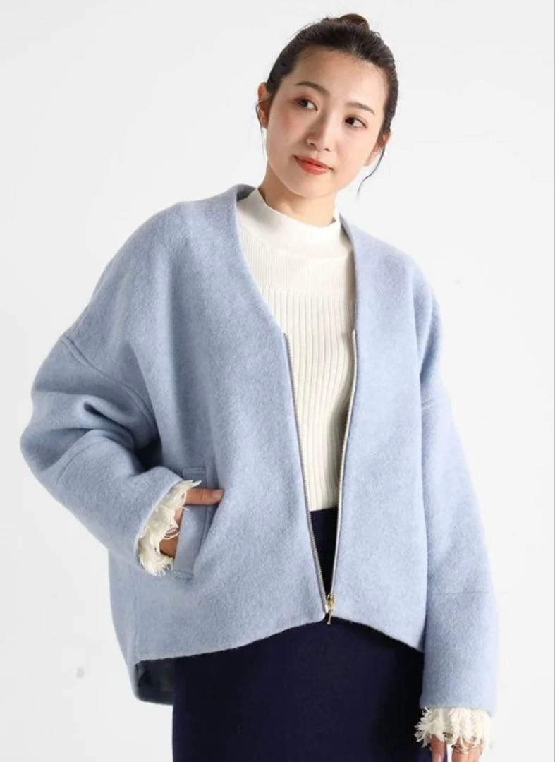 ⭐︎りん⭐︎様 新品 3.2万 Vin Vネックウールブレンドショートコート