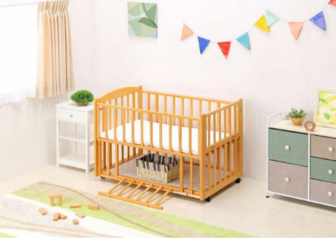 ヤマサキ ツーオープン　ベビーベッド（添い寝対応／70×120cm 国産)