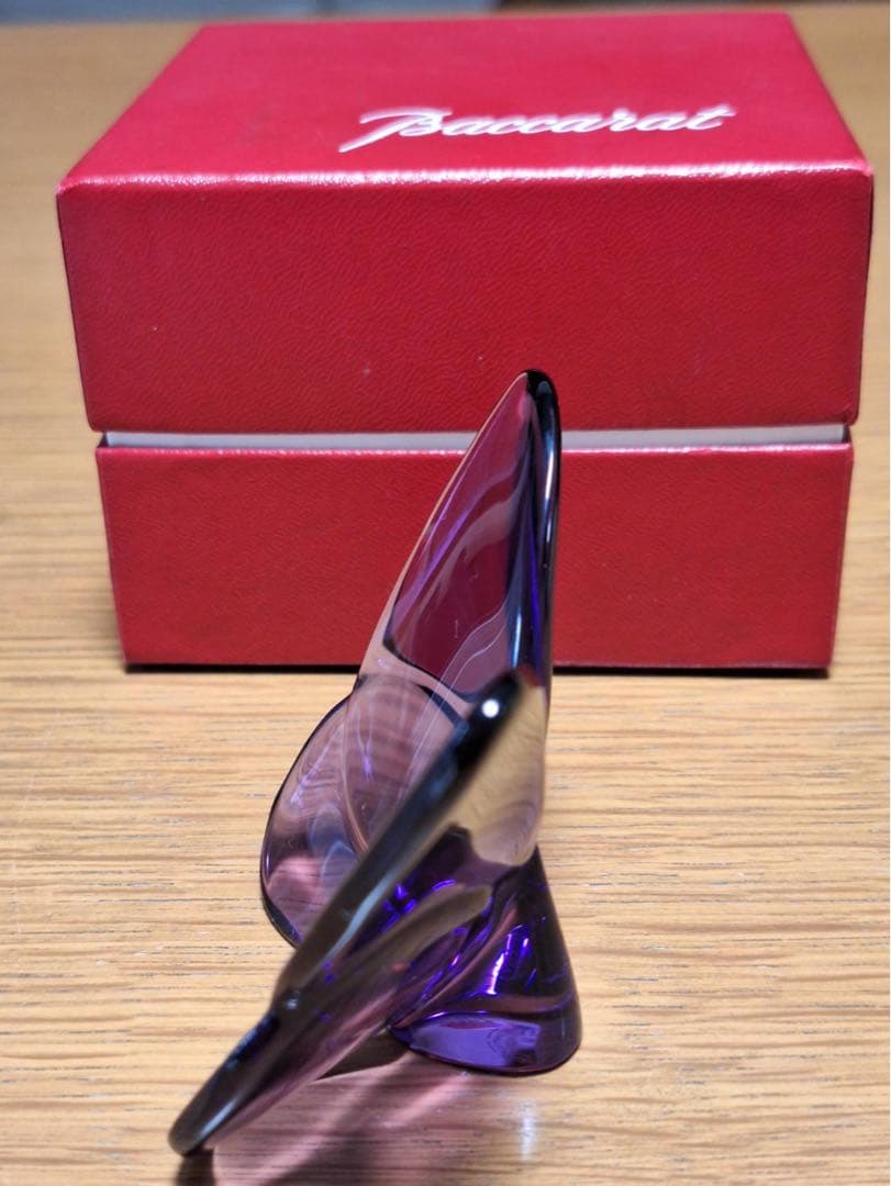 Baccarat バタフライ　箱付き　ガラスオブジェ パープル
