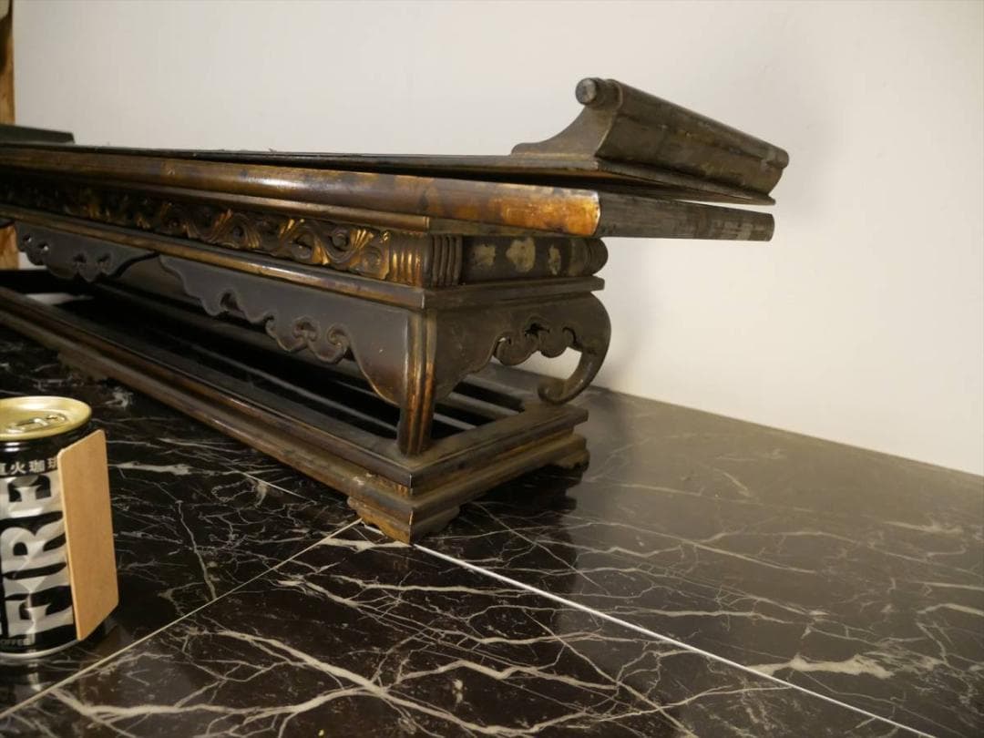 限定値下　収集品　歴史ある寺院の整理品　木製本金箔　幅115㎝　西用　3327