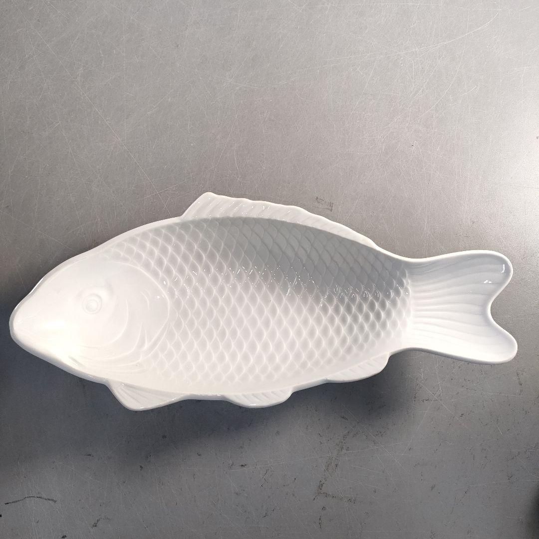 A1374-3/京峰 作/白磁魚文銘々皿5客/大皿/飾皿/盛皿/膾皿/懐石道具/