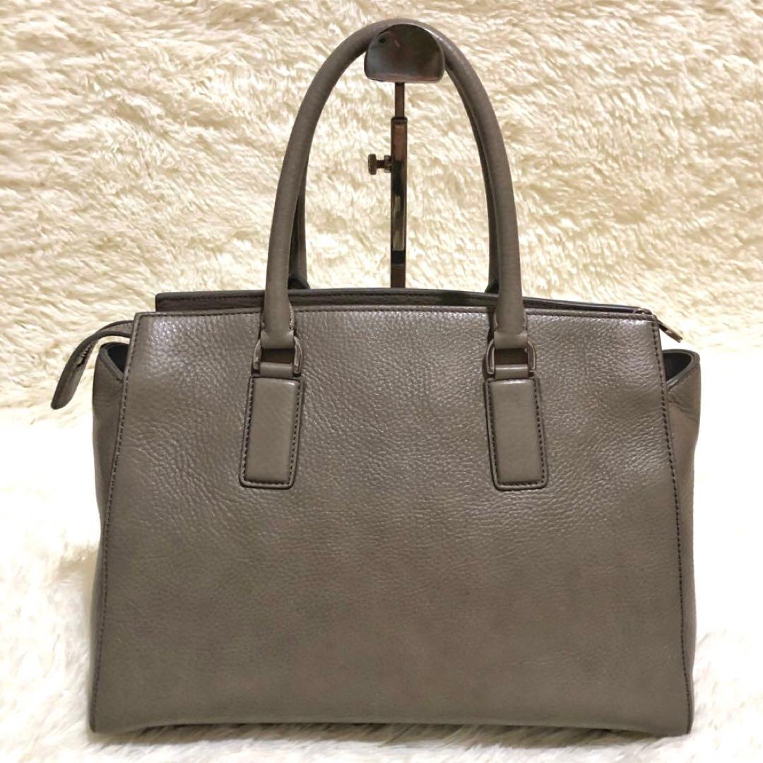 未使用ヒロフ　レザー トートバッグ グレージュ　シボ革