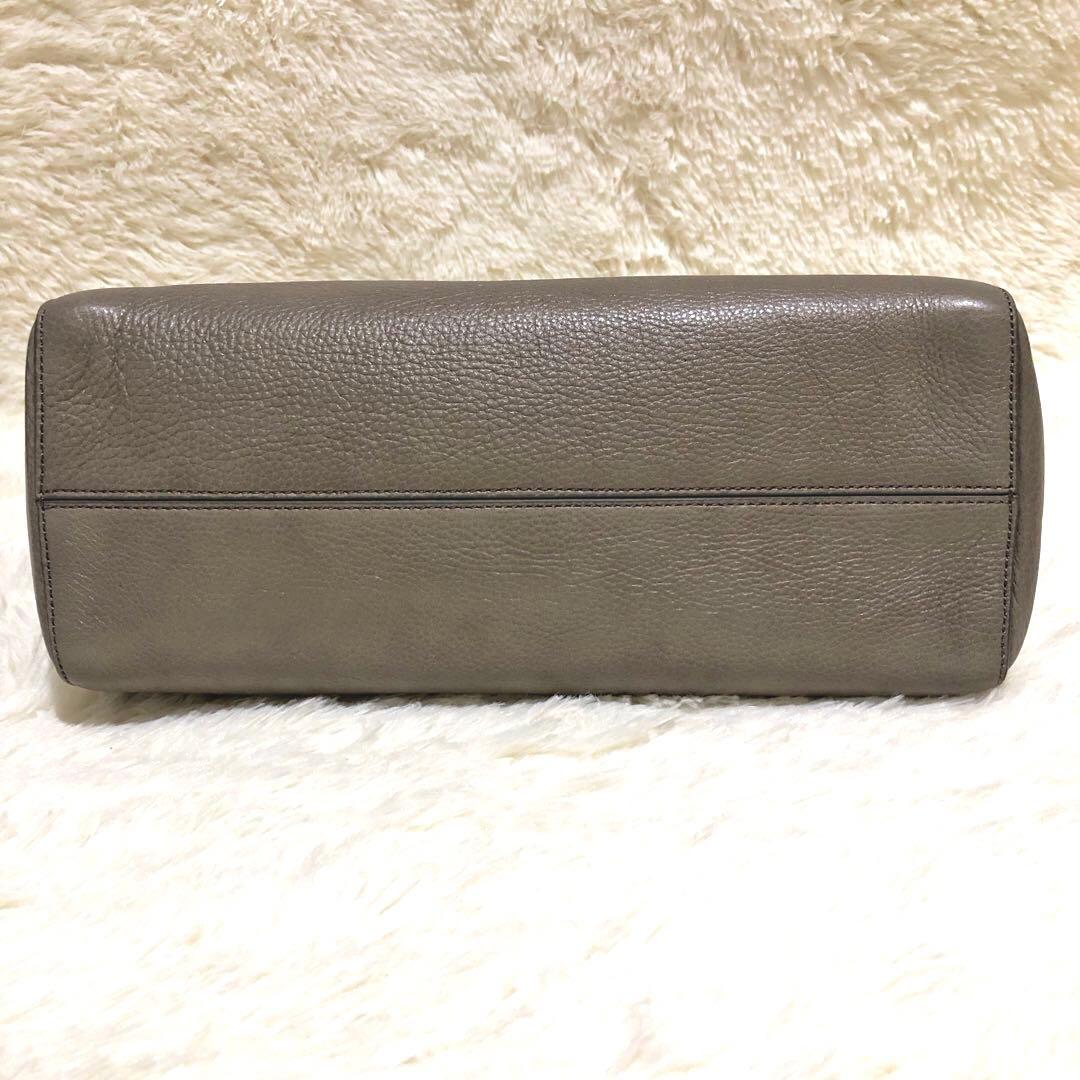 未使用ヒロフ　レザー トートバッグ グレージュ　シボ革