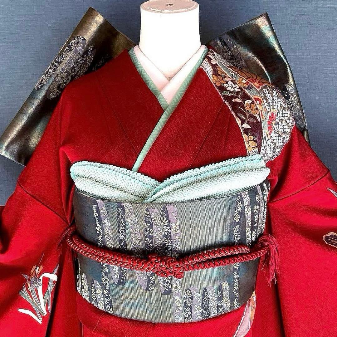 振袖フルセット　高身長　新品　手描き友禅　成人式振袖　振袖　裄丈69 赤