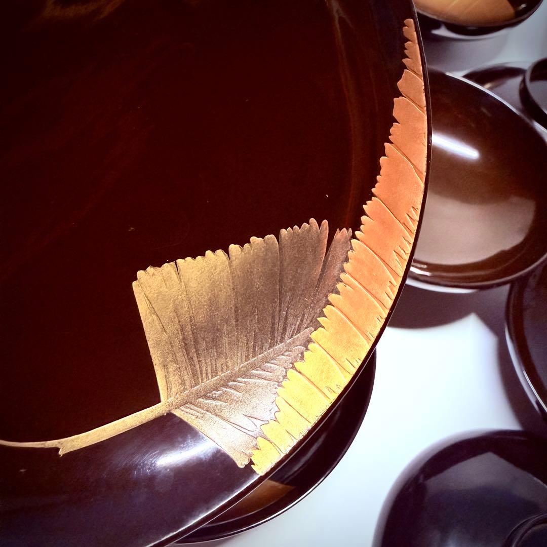 漆器輪島塗　蒔絵金彩細工　沈金木製　蓋付椀　お煮物椀　吸物椀　10 客