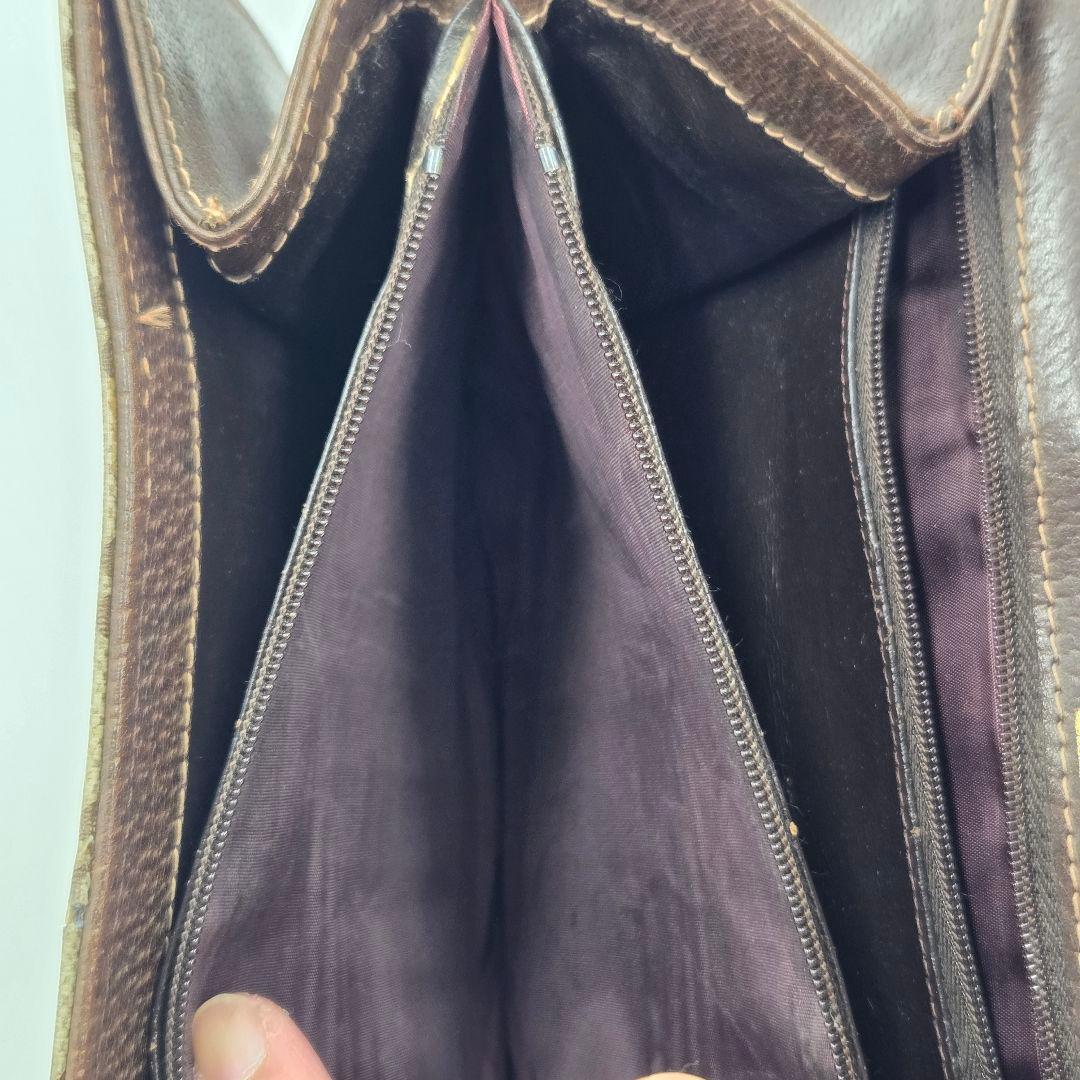 【良品】GUCCI シェリーライン GG ショルダーバッグ レザー ブラウン