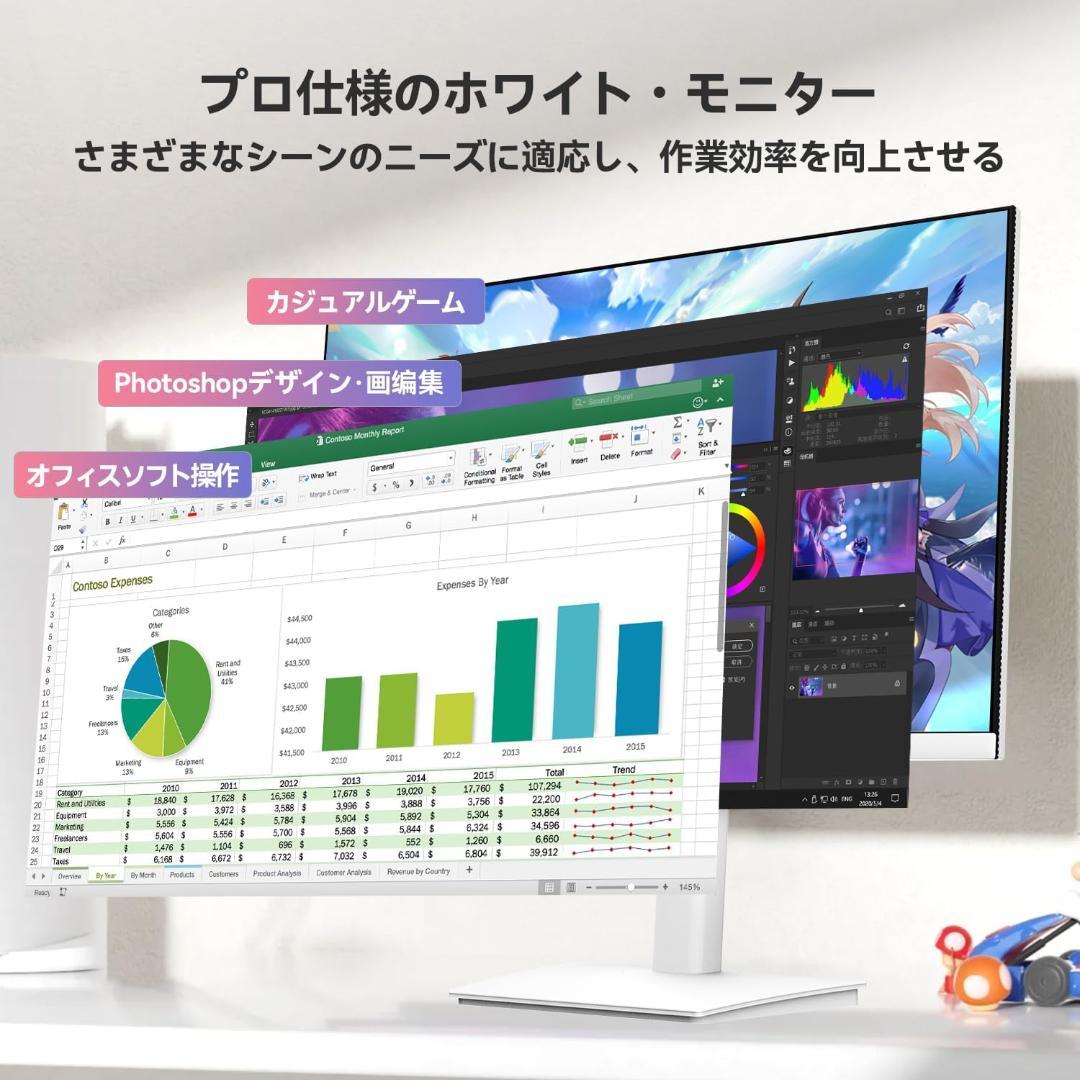 【新品】CUNPU 27インチモニター WQHD 2K 120Hz ホワイト