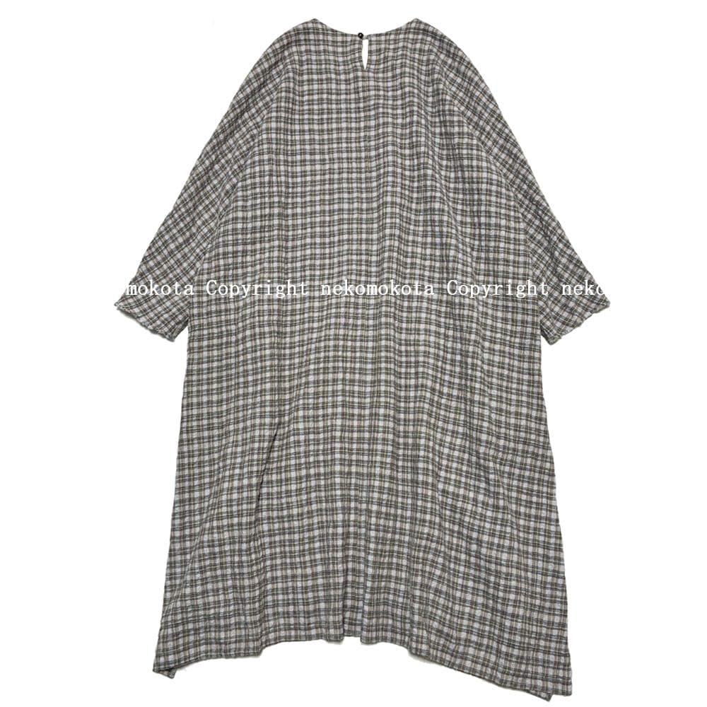 美品 ヨーガンレール ウール コットン チェック チュニック ワンピース S