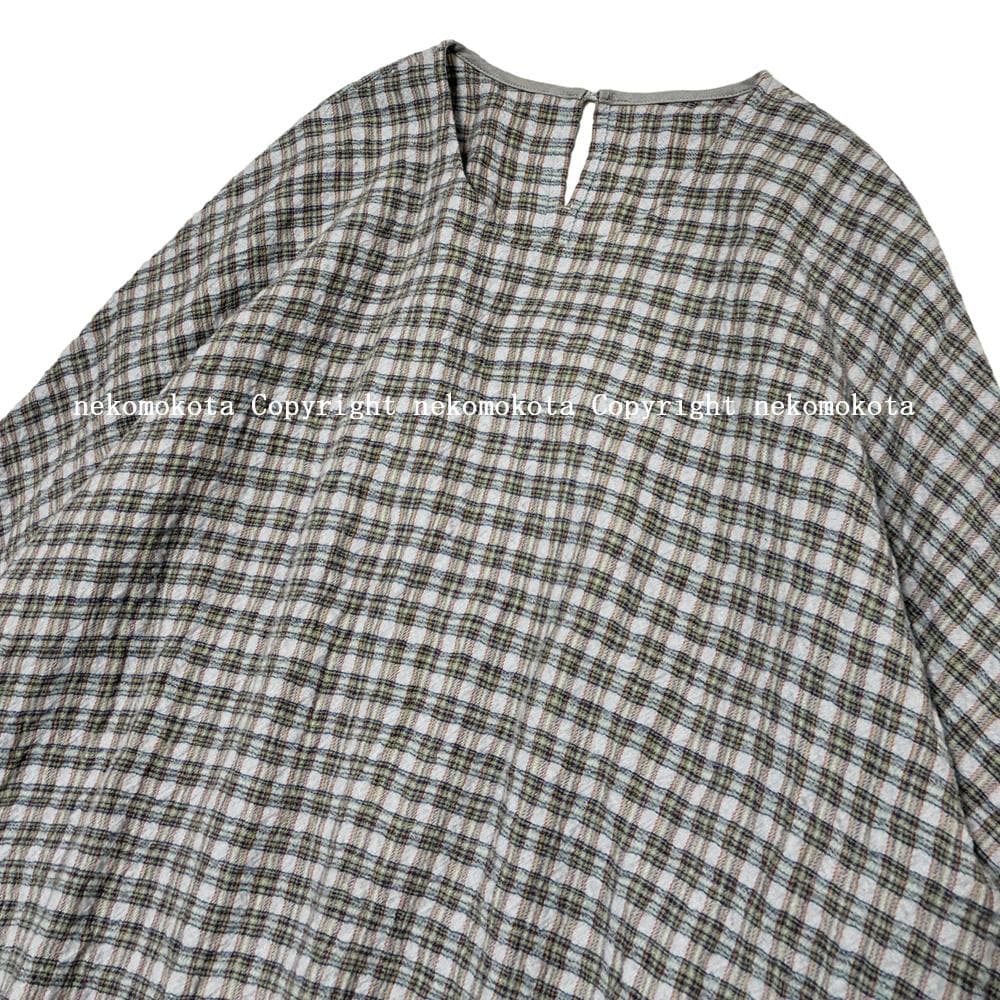 美品 ヨーガンレール ウール コットン チェック チュニック ワンピース S