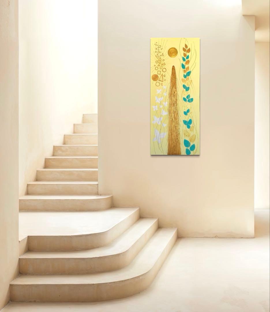 開運絵画　オリジナル　龍神様　昇龍　蝶々　八角形　パール粉