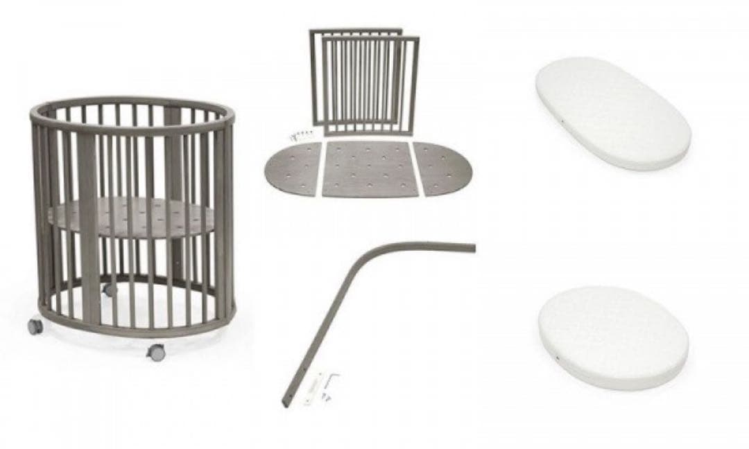 【美品ストッケ】ベビーベット ヘイジーグレー★付属品多数★説明書付き