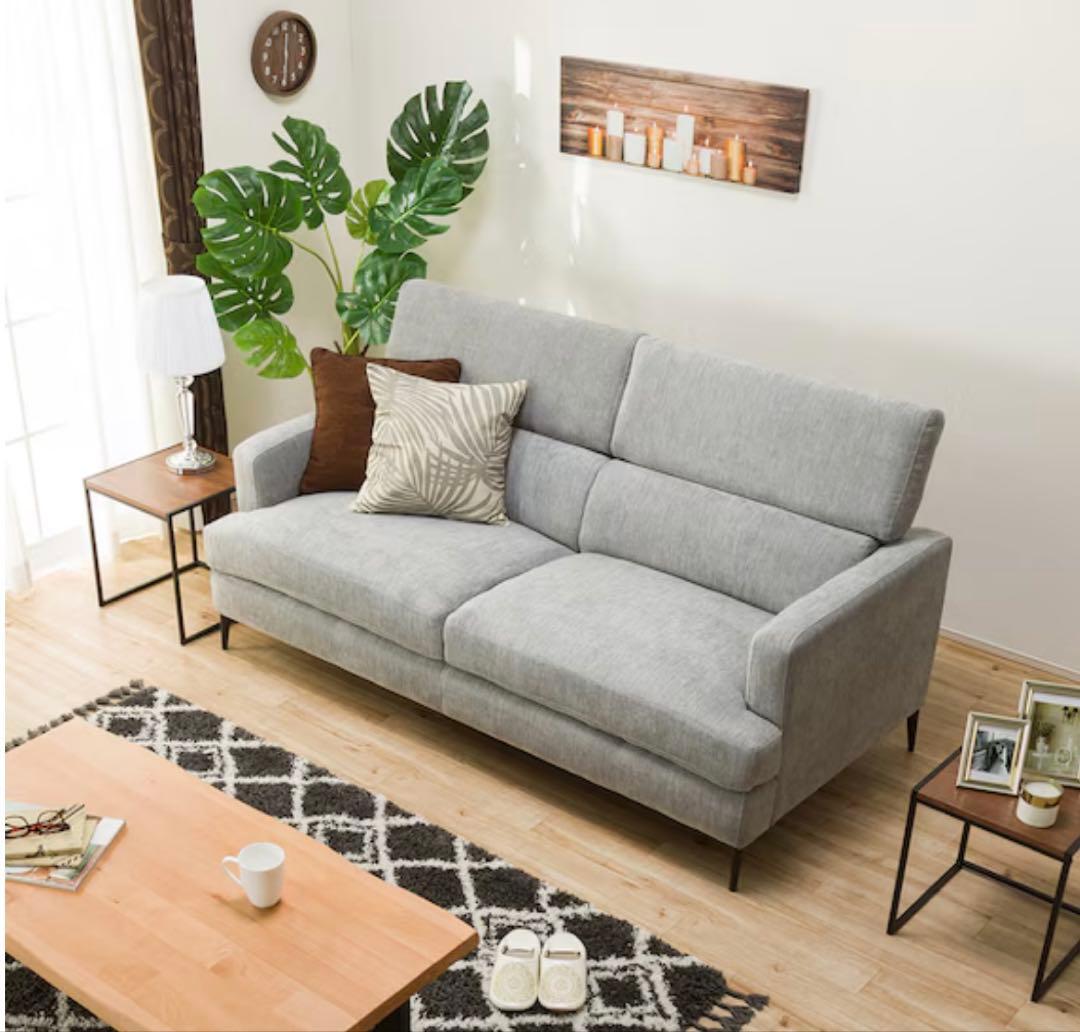 【近藤】ニトリ3人掛けソファ (サザーラ GY)