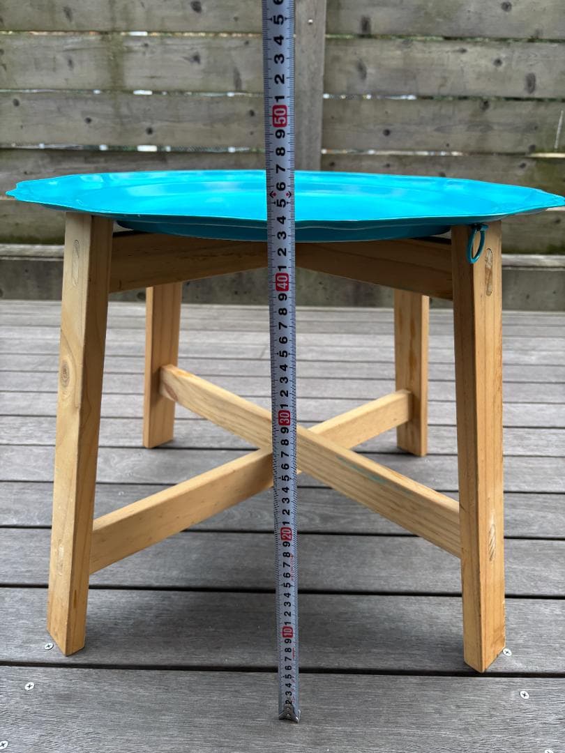 【IKEA　北欧・モロッコ風】トレイテーブル 折りたたみ ターコイズブルー