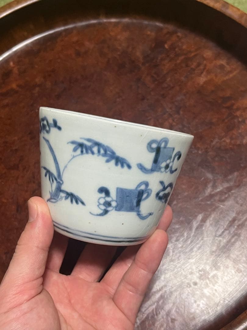 モダンデザイン　古伊万里　蕎麦猪口　散らし　無傷完品　大振り　松竹梅　柿右衛門