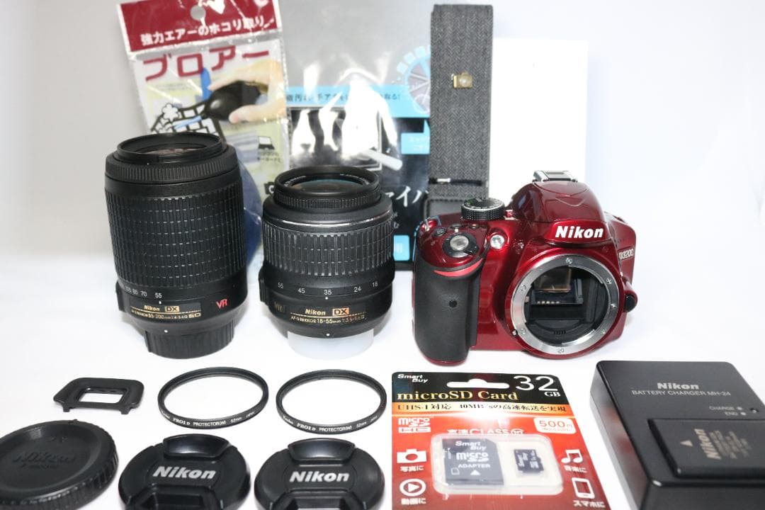 美品 希少レッド⭐望遠レンズセット Nikon D3200⭐S回数少⭐一眼レフ