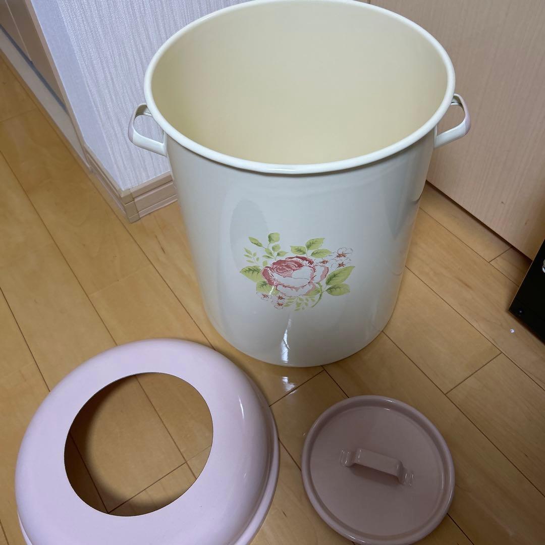 イマン imane フローラ ホーロー トラッシュ缶 特大 希少 アンティーク