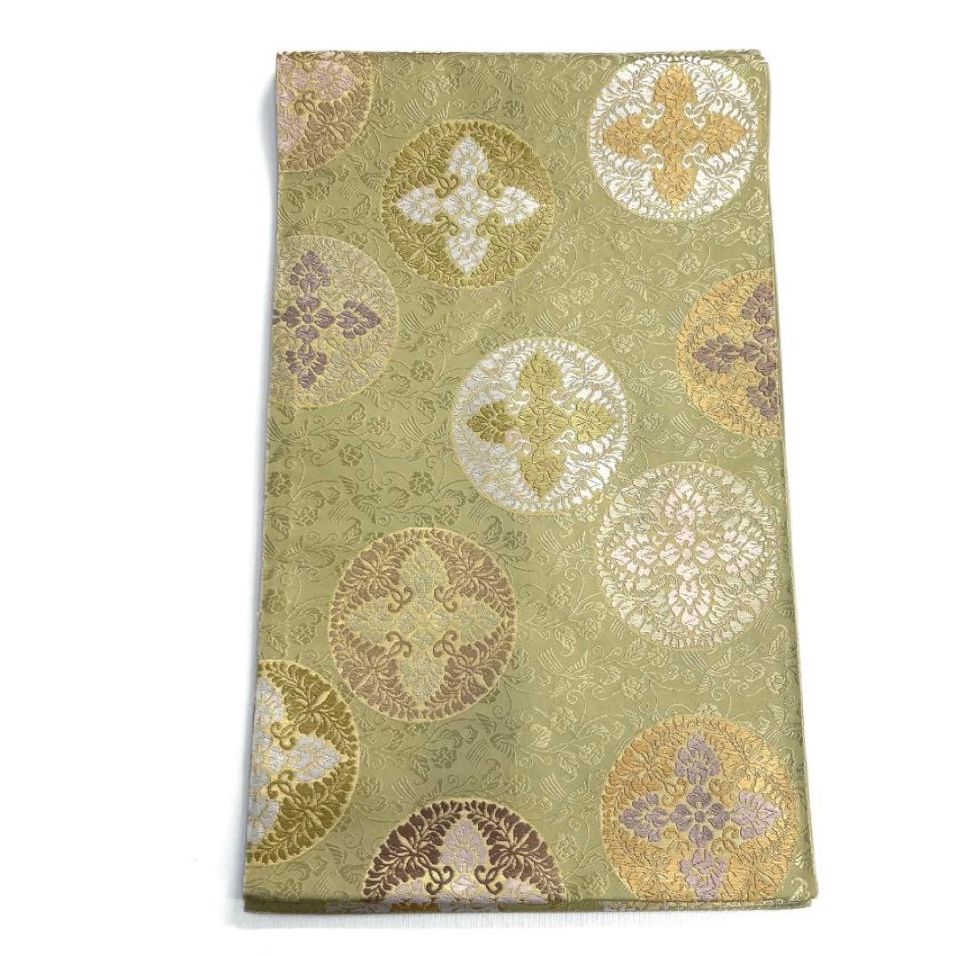 袋帯　唐草　花菱　華紋　鳳凰　グリーン　着物　104a d