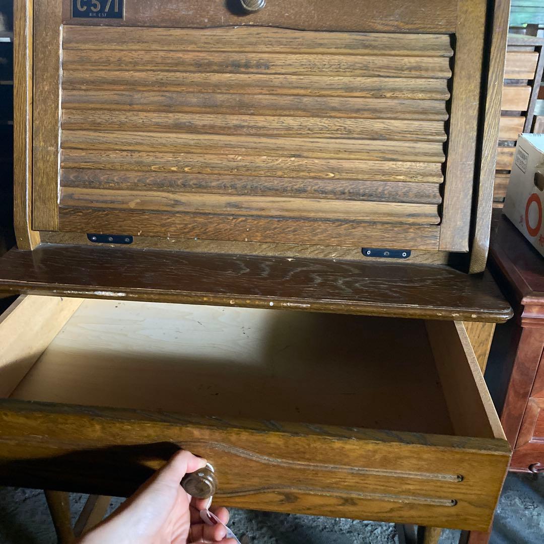 昭和レトロ　ビューロー　デスク　引き出し付　鉄道プレート　C571