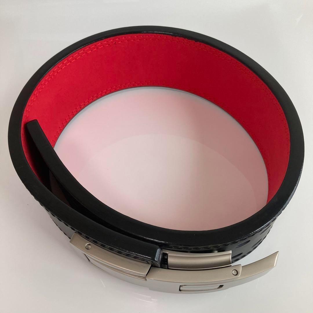 【訳あり】パワーリフティングベルト 本革 パワーベルト レバーアクション 黒赤