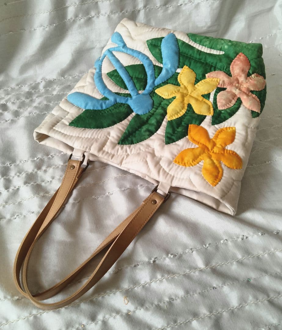 259.ハワイアンキルト・バッグ・ホヌ＆プルメリア＆ラウアエ