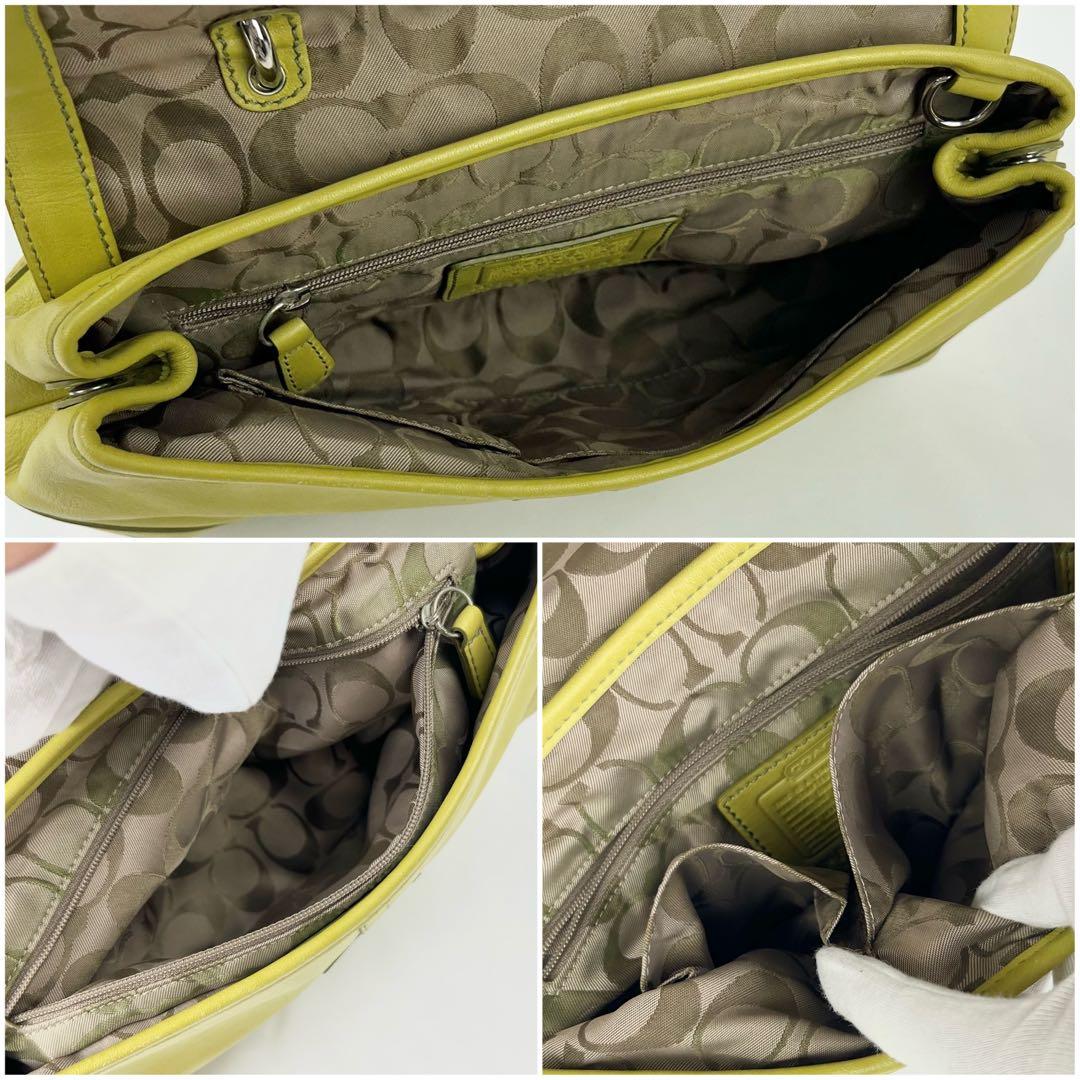 希少色 COACH ソーホー ハンドバッグ レザー 9743 イエローグリーン