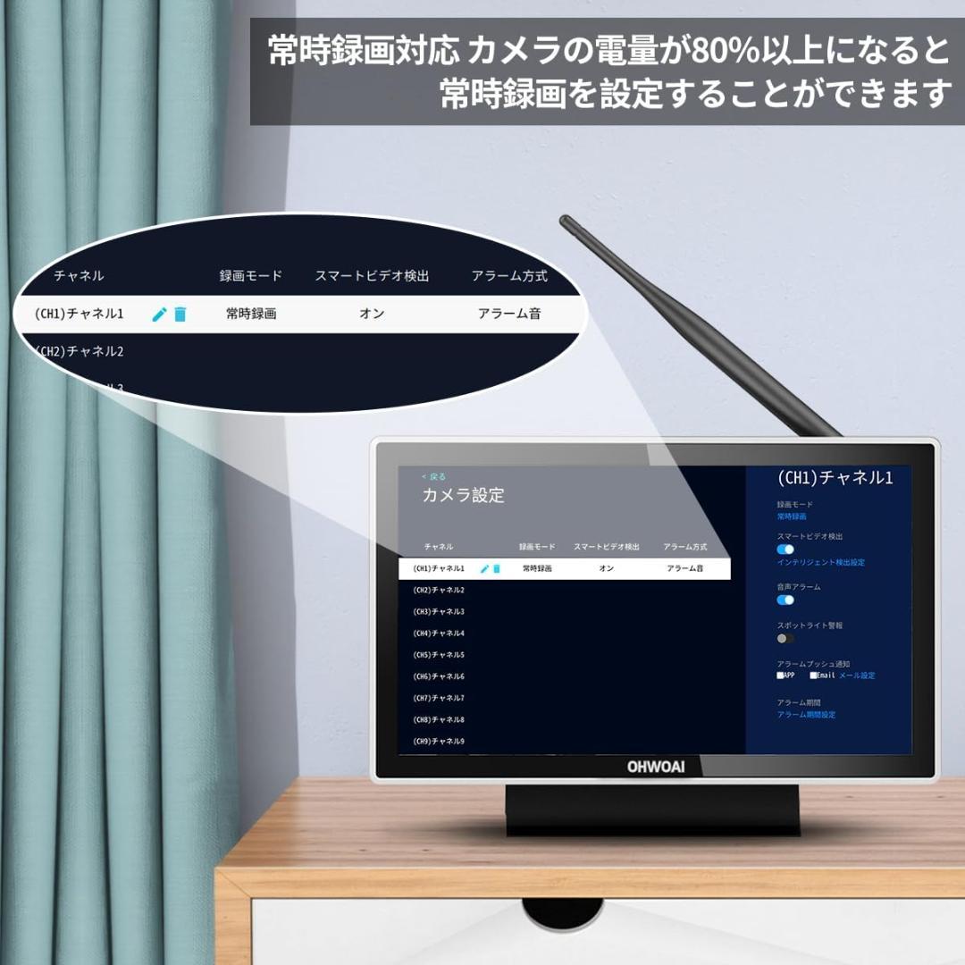 ワイヤレス＆ソーラー　防犯カメラ　2台　パンチルト機能　双方向通話　IP66