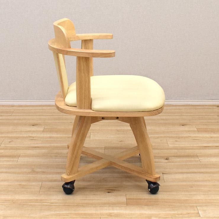 TR DC SC　2脚　回転式ダイニングチェア　肘付アーム　キャスターナチュラル