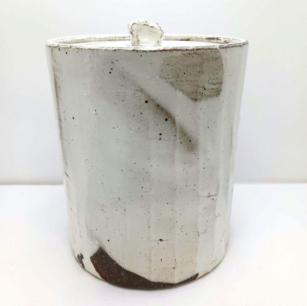 Y2228-1 茶道具 山王窯 菊地弘 粉引水指 共箱　AA