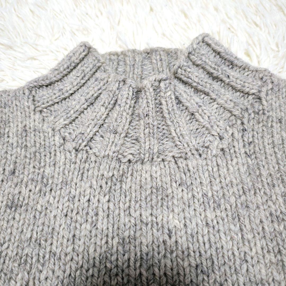 美品 パパス Papas グレー　ニット セーター タートル 刺繍　 ローゲージ