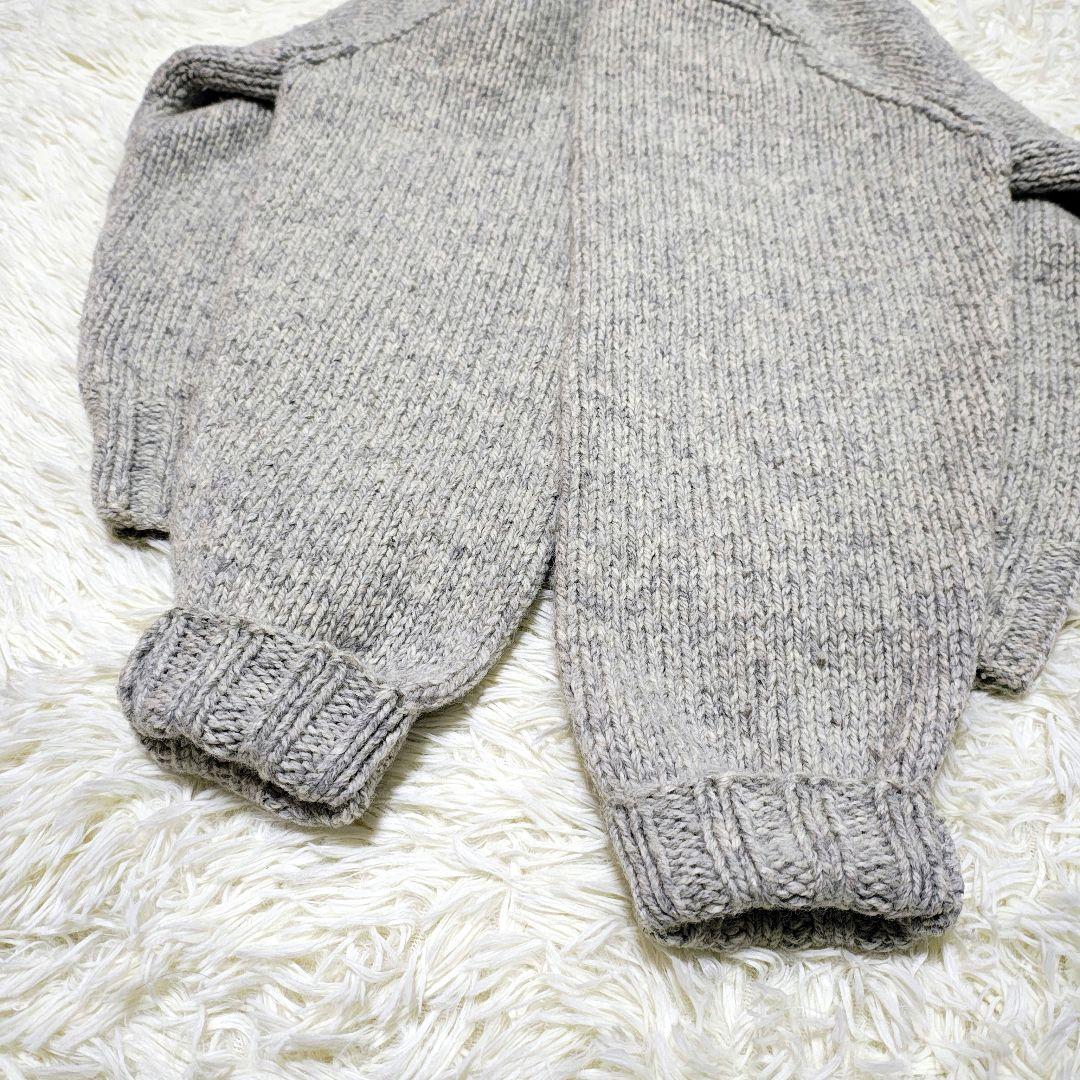 美品 パパス Papas グレー　ニット セーター タートル 刺繍　 ローゲージ