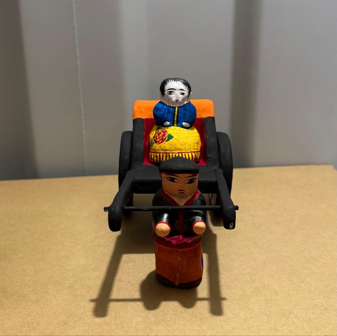 長門張子　南蛮婦人　車夫　人力車　張子　民芸品　郷土玩具