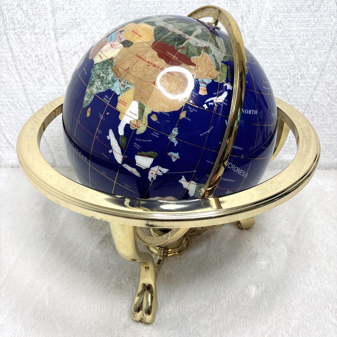アンティーク地球儀　ゴールドスタンド　方位磁針付　猫脚　vendage