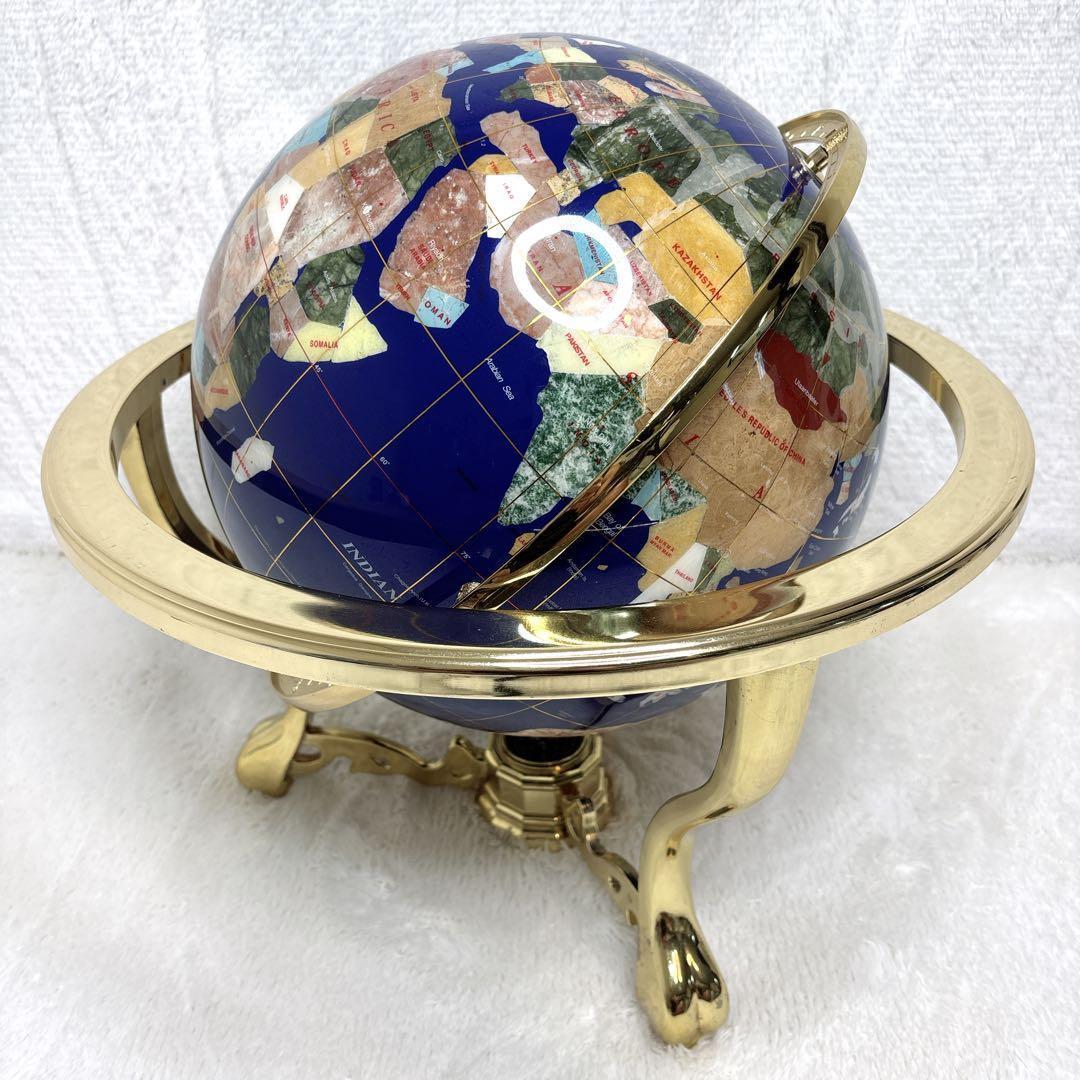 アンティーク地球儀　ゴールドスタンド　方位磁針付　猫脚　vendage