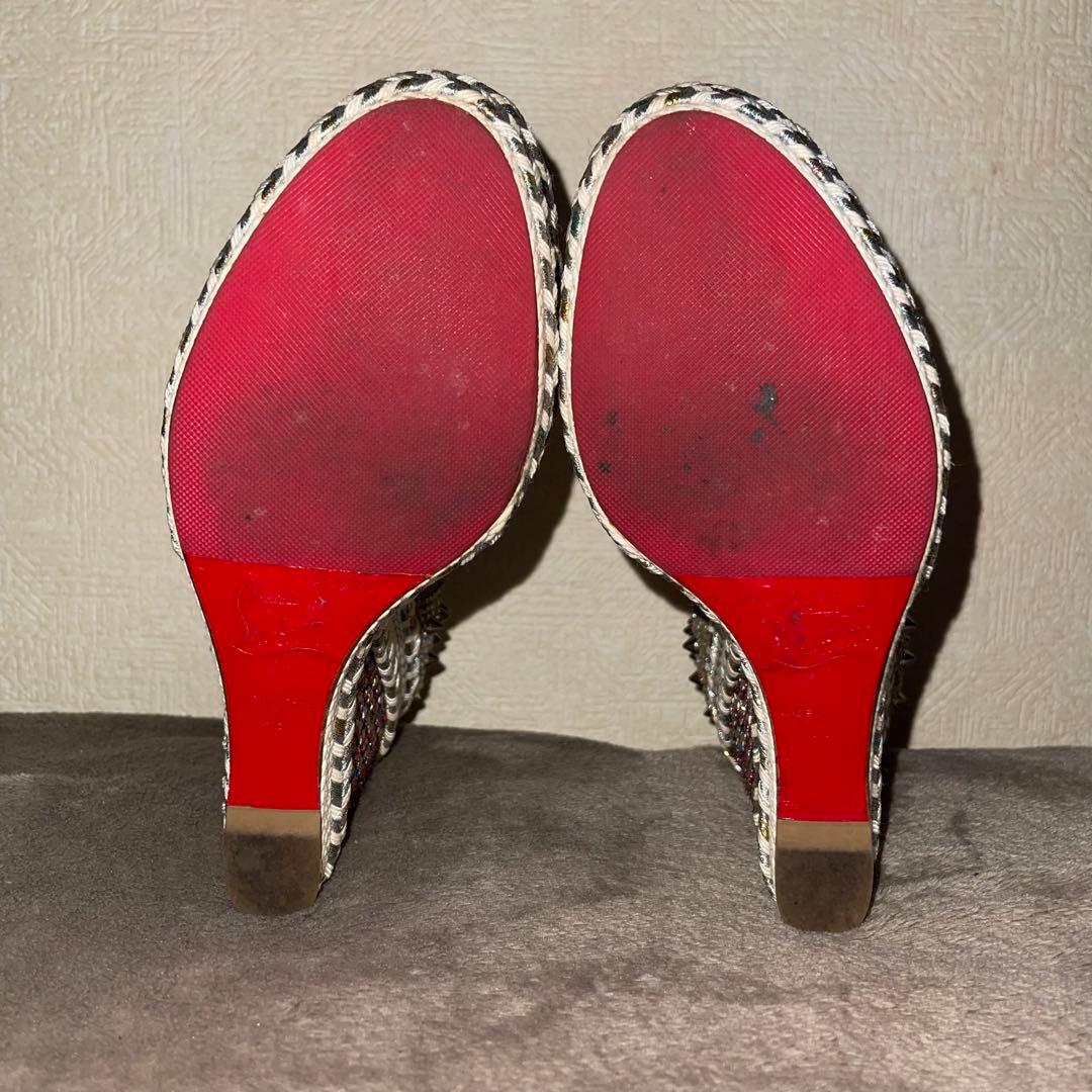 ルブタン　　スタッズ　ストラップ　サンダル　ウェッジソール