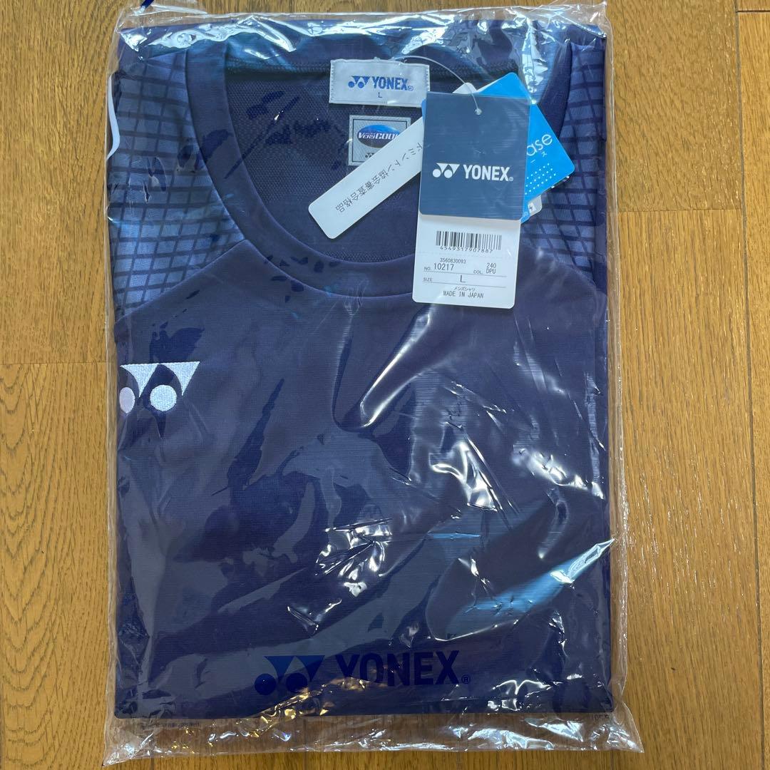 【新品未使用】YONEX メンズシャツ Lサイズ ダークブルー