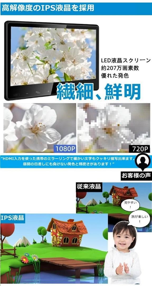 10.6インチDVDモニター IPS液晶 dvd内蔵 CPRM対応 2台セット