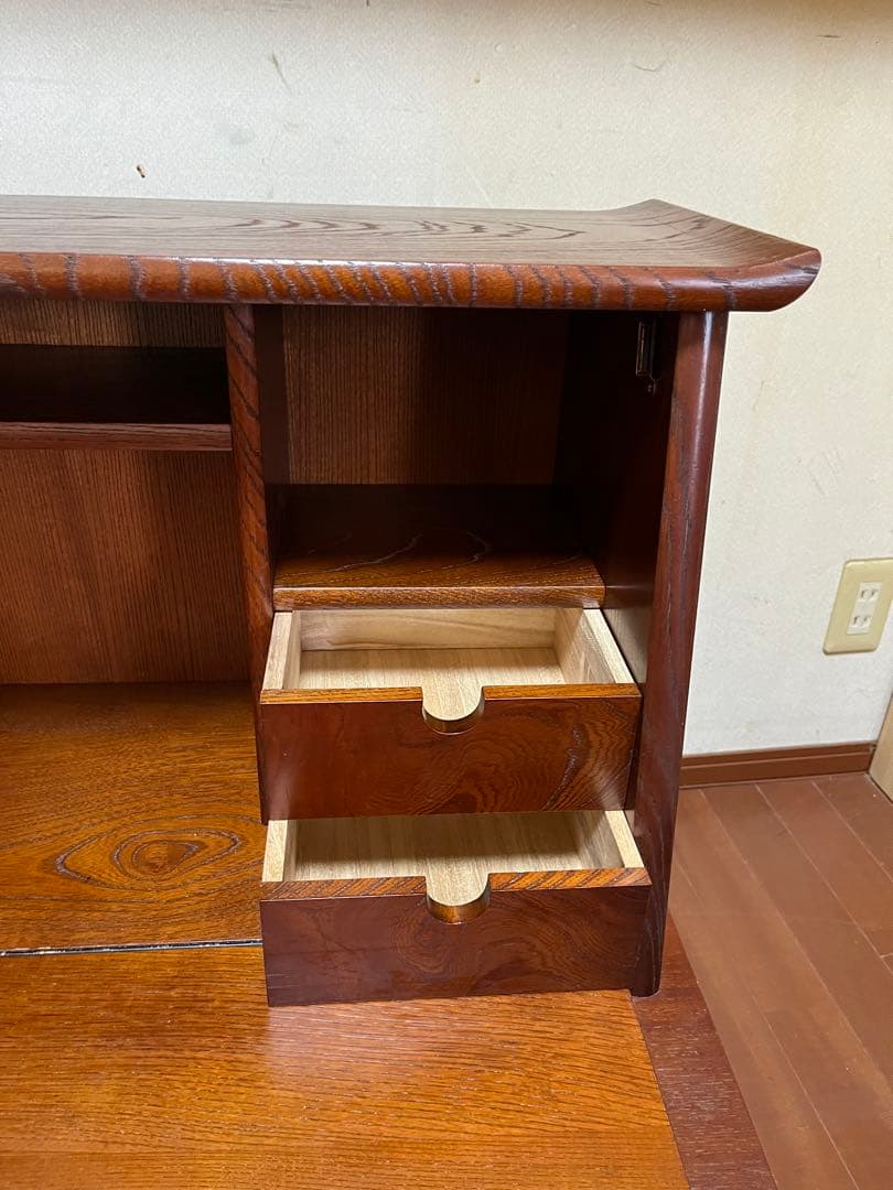 天然木 ケヤキ材 和製ヴィンテージ ライティングビューロー