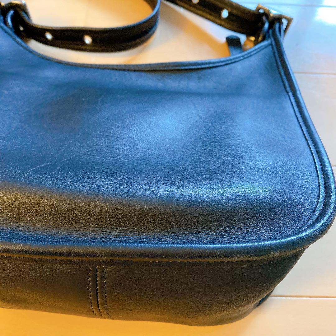 9950 COACH オールドコーチ ショルダーバッグ 黒レザー 斜め掛けバッグ