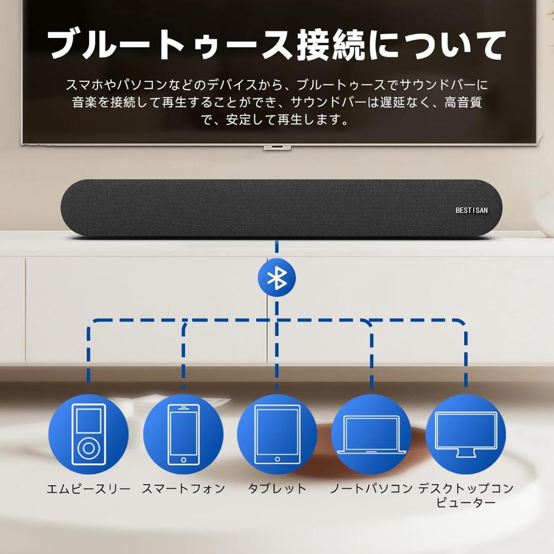 BESTISAN サウンドバー Bluetoothスピーカー PC用Soundb