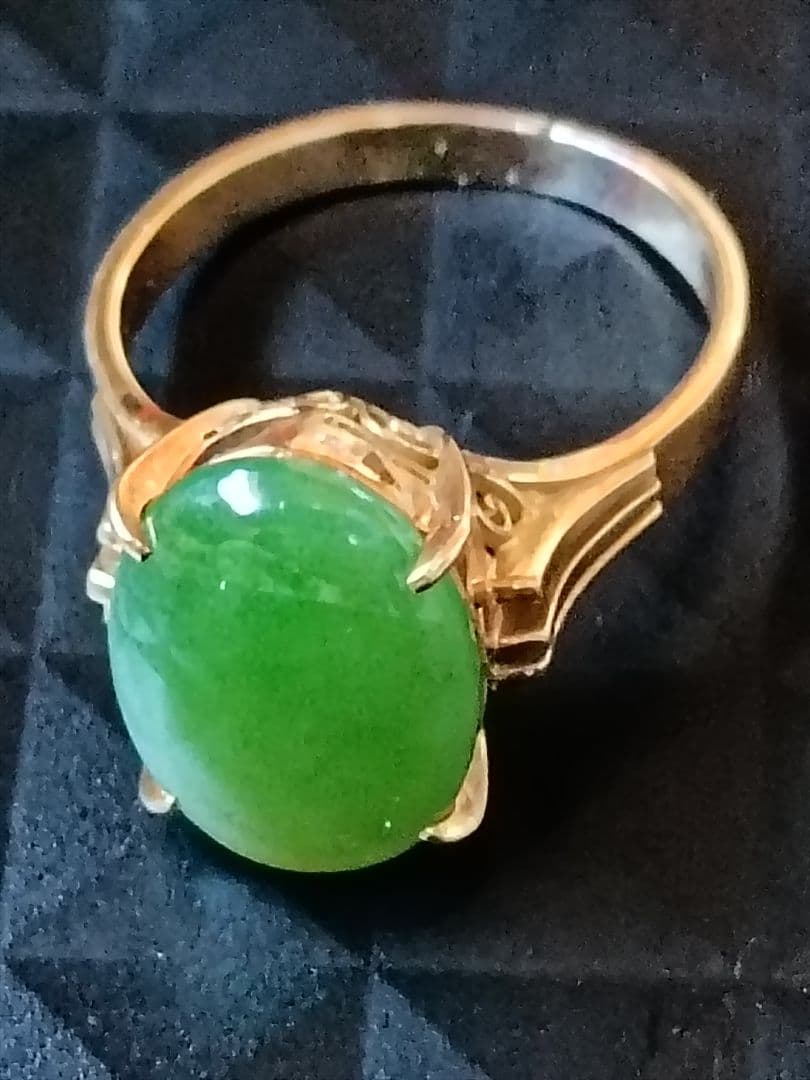 18kゴールド 翡翠石 リング ビンテージ