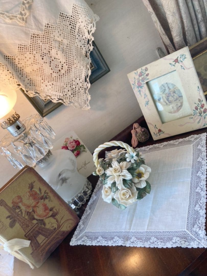 1997年アイリッシュリネンポケットチーフ繊細な手作業レースドイリーヴィンテージ