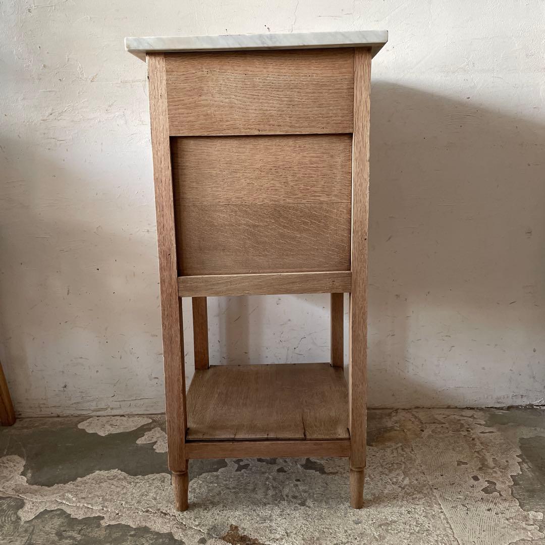 ビンテージ 大理石ドロワーサイドテーブル ベッドサイドテーブル　剥離