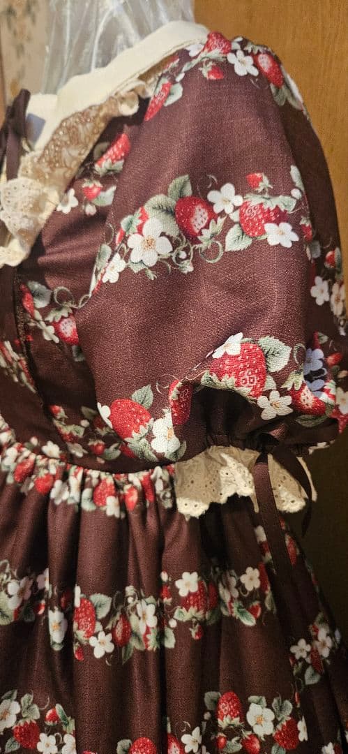 令Chalmiereベイクドベリーワンピース茶＋リボン型ヘッドドレス茶 2