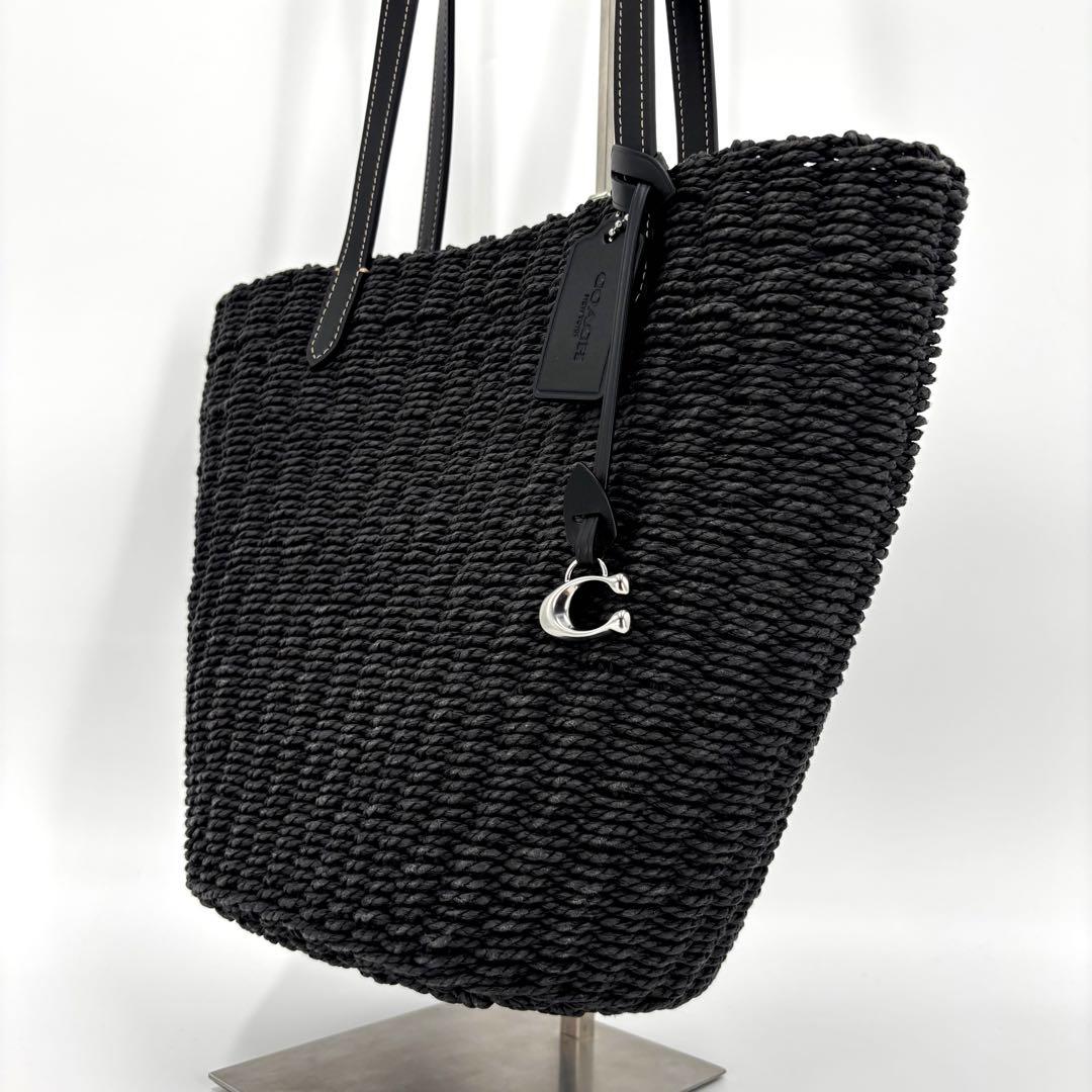 未使用級 COACH / コーチ ストロートート かごバック スモール ブラック