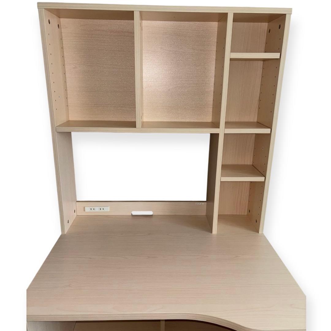 【美品】ロウヤパソコンデスク収納一体型大容量コンパクト学習机ライトナチュラル