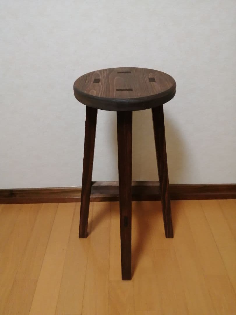 【ほぞ組】木製スツール　高さ75cm　丸椅子　stool 　花瓶台