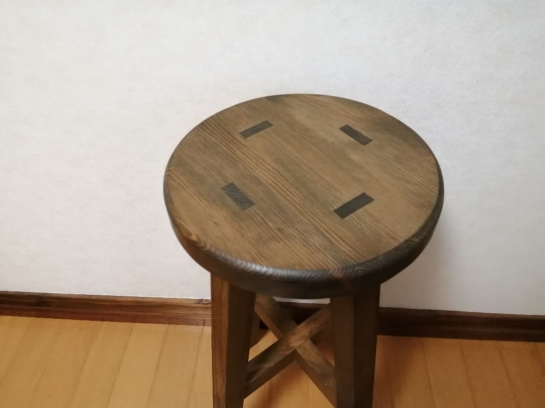 【ほぞ組】木製スツール　高さ75cm　丸椅子　stool 　花瓶台
